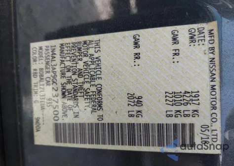 2016 Nissan Altima 2.5 Sv z USA, uszkodzony, nr VIN 1N4AL3AP9GC237500